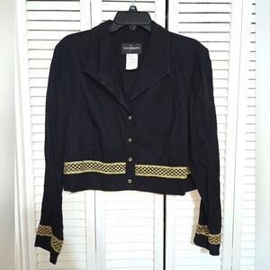 John Roberts Women's 16 Black Jacket with Gold Accents VINTAGE